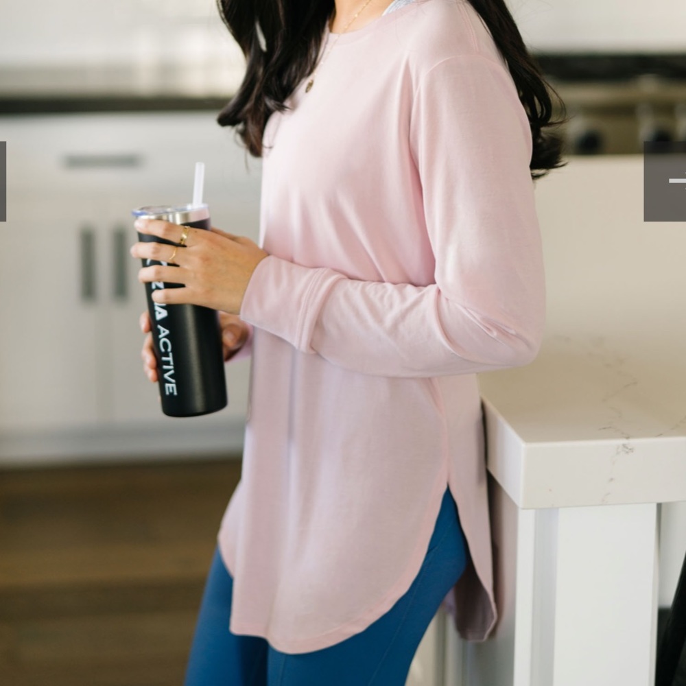 Pink Perfect Slit Swoop Long Sleeve T